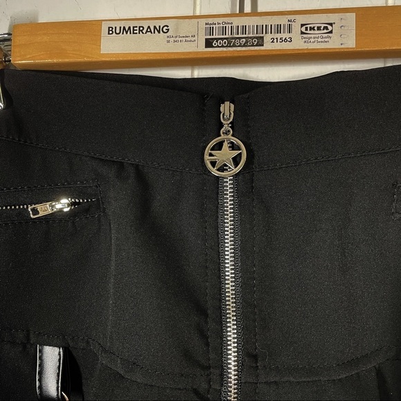 Unbranded Black Zip Front Buckle Accent Mini Skirt Medium - Picture 3 of 6